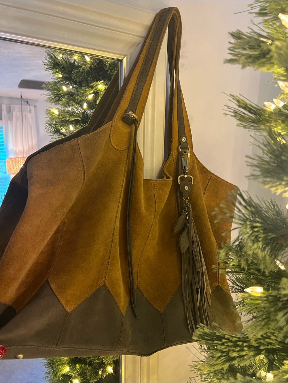 HOBO Two-Tone Suede & Leather Hobo bag - Picture 8 of 13